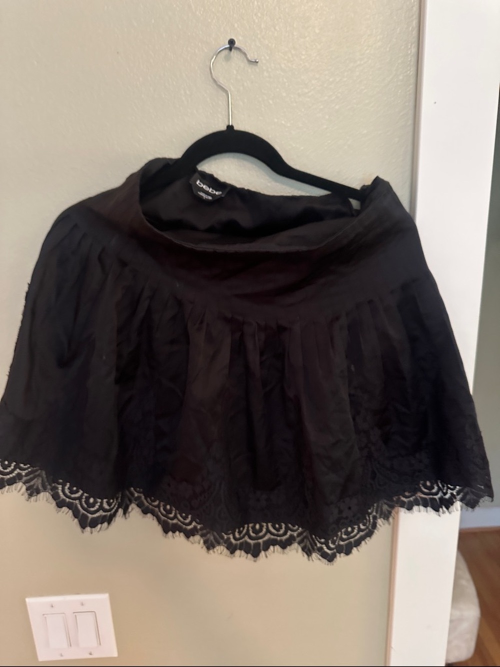 bebe Black Lace-Trim Circle Skirt